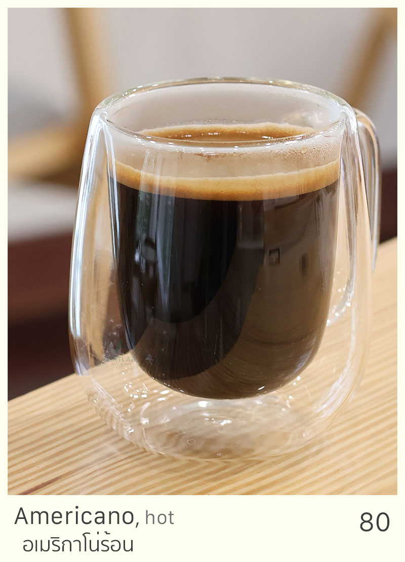 Americano, hot = 80 THB