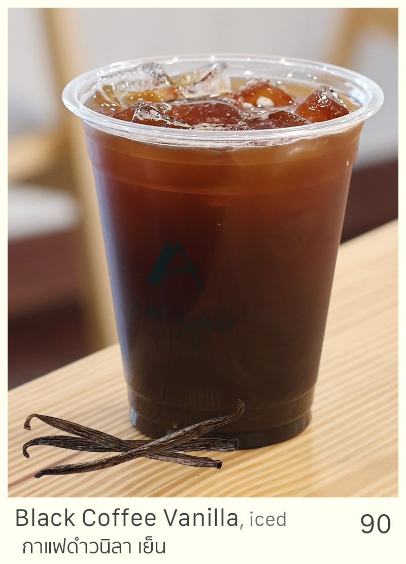 Black Coffee Vanilla, iced = 90 THB